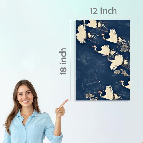 Image of SiddArtify Elegant Japanese Cranes Art Print Set - 300GSM Board - 12x18 Inch - Pack of 6 Wall Room Decoration art Poster Prints