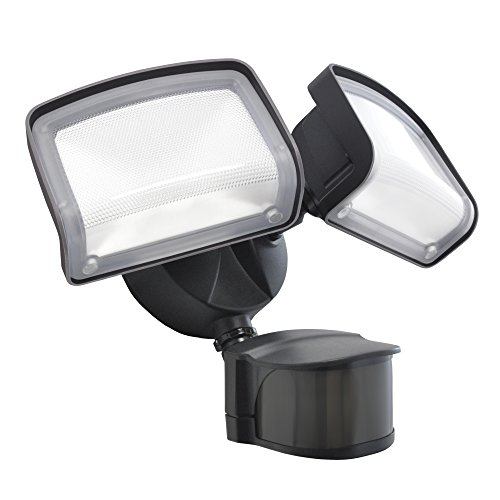 Good Earth Lighting Downfire Two Head Motion Security And Area Flood Light - Day Light White Led - 50,000 Hours Lamp Life - Direct Wire - Bronze #TOP1