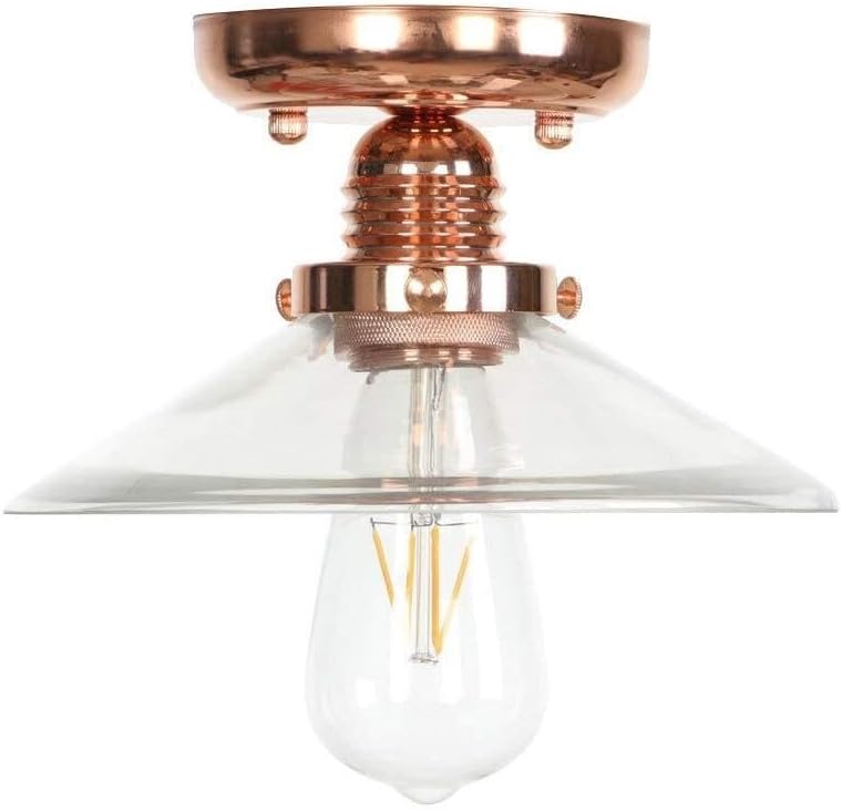 Rose Gold Metal Iron Transparent Glass Vintage Ceiling Light Fixtures Loft E27 Edison Industrial Single Head Ceiling Lamp Hallway Antique Lamps Home Lighting