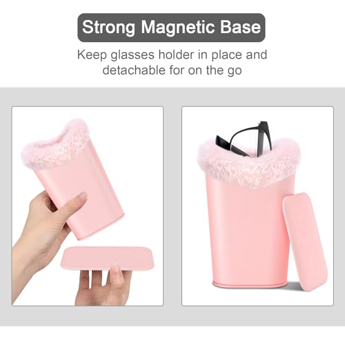 Image of Eyeglasses Holder,Plush Lined PU Leather Pattern Stand Case with Magnetic Base,Unisex for Women Men