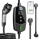 EVDANCE Level 1 & 2 Portable EV Charger, Smart App Control & WiFi/Bluetooth Enabled, 25ft Cable, ETL Listed J1772 EVSE for All EVs & PHEVs (Black, 16A Smart | NEMA 5-15&6-20(Standard Home Plug))