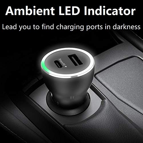 Quick Charge 3.0 Car Charger, Max 36W Usb C Car Charger With Pd Port For Iphone Xr/Xs/Max/X/Airpods/Ipad Pro,For Galaxy S20/S10 Plus/S9/Note 10,For Huawei Supercharge Mate 30 20 10/P20 Pro/P30 (Black) #TOP1