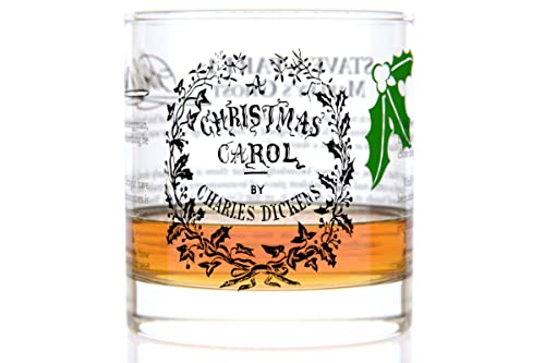 Well Told Classic Literature Rocks Glass - A Christmas Carol by Charles Dickens - Old Fashioned Whiskey Glass Gift for Book Lovers (11 oz)