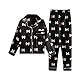 13–14 Jahre Kinder Kleinkind Mädchen Herbst Winter Pyjama Set Pyjama Oberteil Hose Satin Zweiteiliger Schlafanzug mit Schleife Aufdruck Nachtwäsche 160 Schwarz