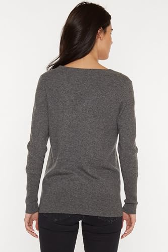 Image of JENNIE LIU Women's 100% Pure Cashmere Long Sleeve Ava V Neck Pullover Sweater