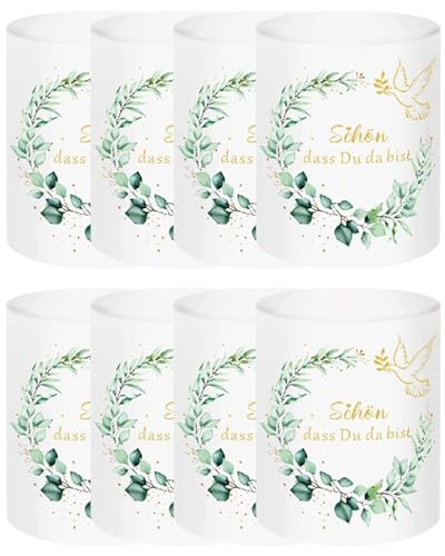 CULEB 8x Portavelas Decorativas para Mesa,Decoración de Vela de té de Eucalipto,Decoración de Mesa con Linterna Para Cumpleaños Bodas Bautizos Baby Showers Confirmaciones etc.