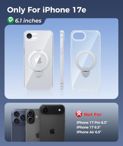 Image of FNTCASE for iPhone 17e Case: iPhone 16e Phone Case [360 Spin Magnetic Stand] Compatible with Magsafe Screen Protector Clear Magnetic Phone Cases Anti Yellowing Shockproof Protective Phone Cover Clear