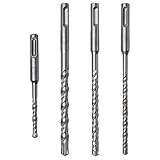 Tobriavor 4 Piezas Juego de Brocas SDS Plus, Professional Brocas Martillo para hormigón armado,6 x 110 mm y 6/8/10 x 160 mm,juego de brocas Tiene 4 filos de corte, Para uso en Ladrillos