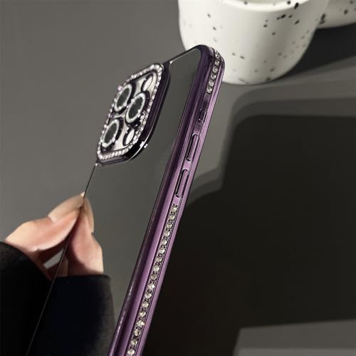 Coque iPhone 14 Pro Max antichoc paillettes bleu effet miroir