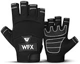 WFX Guantes de Trabajo Resistentes sin Dedos, Guantes de protección, Palma Acolchada, Medio Dedo Negro (Mediano)