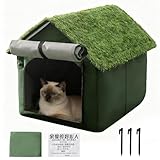 abris pour chat exterieur hiver Confort Toutes Saisons: Intégrant un toit en oxford imperméable et un rabat de porte solide renforcé, cette maison pour chat arrête la pluie et crée un environnement intérieur constamment sec où les chats se sentent en sécurité et détendus. Qu'elle soit placée dans un jardin, sur une terrasse ou dans d'autres zones extérieures exposées à la pluie, elle garantit un abri fiable et confortable pour votre animal, adapté à toutes les conditions météorologiques.