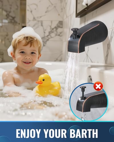 Tub Spout with Diverter, Slip On Bathtub Spout Fits 1/2\'\' Copper Tube(5/8\'\' Dia), Bathroom Tub Faucet with PTFE Tape & Hex Wrench, Oil Rubbed Bronze - Thumbnail 6