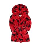 Little Blue House unisex-kids Fleece Robe, Moose On Red, X-Large