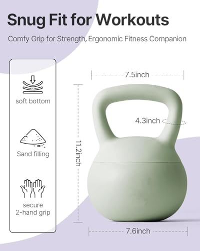 Image of Soft Kettlebells with Cushioned Impact-Resistant Base and Anti-Slip, Wide-Grip Handle for Home Workouts, Weightlifting, and Full Body Strength Training (Mint Green (2kgs))