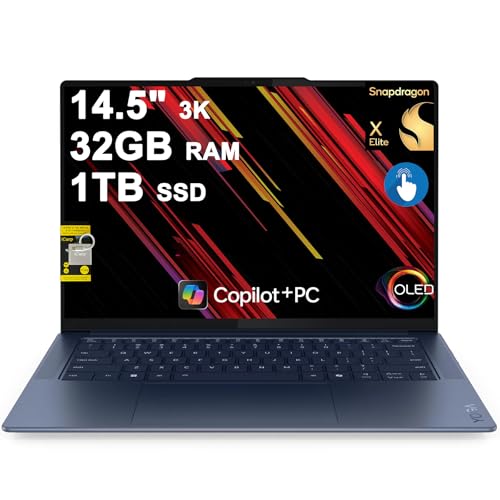 Image of Lenovo Yoga Slim 7 Laptop 14.5 inch 3K OLED Touch (100% DCI-P3 1000nits HDR Peak) Qualcomm 12-core Snapdragon X Elite (Up to 45 Tops) 32GB RAM 1TB SSD for Designer Business Work Win11 ICP Hub