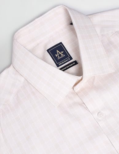 Image of Arrow Men Slim fit Cotton Checked Long Sleeves Cutaway Collar Shirt
