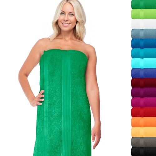 Lashuma Badehandtuch groß 100x200 cm Baumwolle, Linz Saunatuch XXL, Frottee Handtuch in Forst Grün für Wellness Lashuma Badehandtuch groß 100x200 cm Baumwolle, Linz Saunatuch XXL, Frottee Handtuch in Forst Grün für Wellness