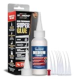 Starbond Medium Super Glue Pro Kit (2 oz) – Strong, Fast, All-Purpose CA Glue (Cyanoacrylate Adhesive) – with Anti-Clog Cap, Precision Tips & Extra Nozzles for Woodworking, Quick Fixes & Hobby Models