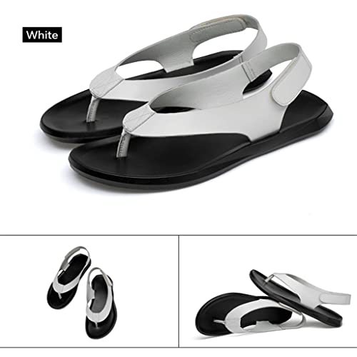 Men Sandals Casual Black Slip On Sandals Man Men's Flat Rubber Leather Flip Flops(D,40 Code)3