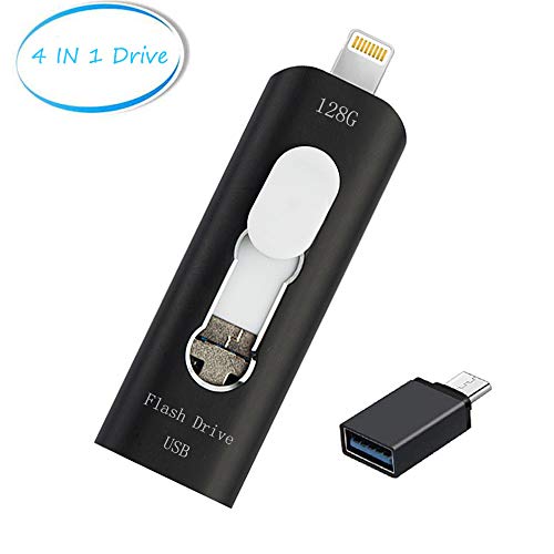 Flash Drive 128gb, USB 3.0 Lightning Storage 4 in 1 Photo Backup Memory
