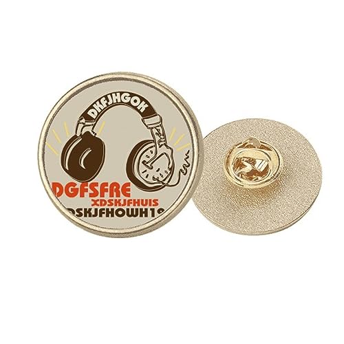 Broche casque rock ronde en métal doré avec attache robuste pour customisation