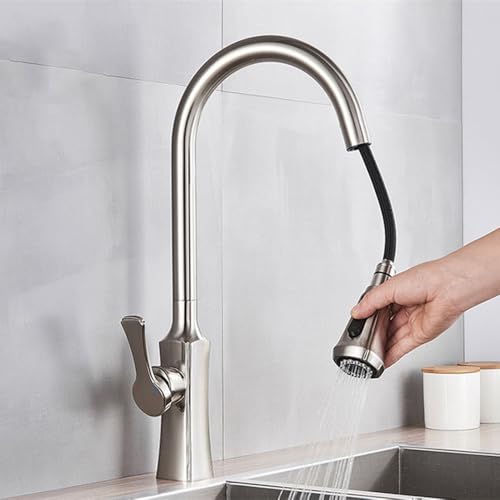 Robinet de cuisine en or brossé mitigeur monocommande eau chaude et froide