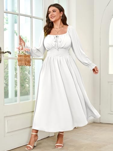 Image of SHESTARR Women's Plus Size Dress Long Sleeve Milkmaid Dress