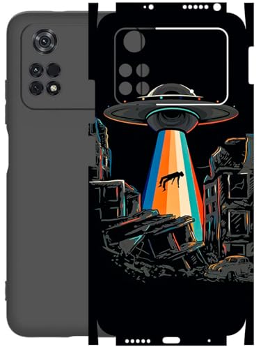 Image of AtOdds - Full Body Back Screen Guard Protector Film - Lamination Wrap Skin Sticker Compatible with Poco M4 PRO (4G) | Scratchproof Matte Finish (Alien Invade)
