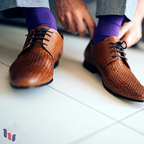 Hugh Ugoli Men's Bamboo Dress Socks for Business & Trouser, Thin & Seamless Crew Socks, 4 Pairs with Gift Box, Shoe Size 8-124