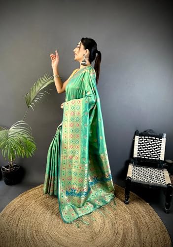 Pandadi Saree teal banarasi silk saree – image 4