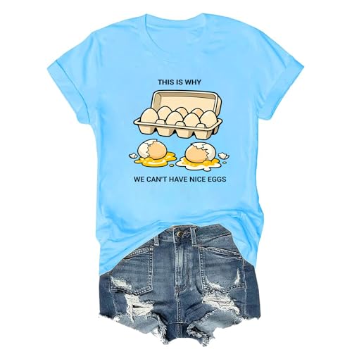 This is Why We Can't Have Nice Eggs Shirt Funny Easter Humor T-Shirt Sky Blue