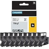9-Pack FlyLong Compatible Rhino 18445 3/4” Permanent Vinyl Tapes for DYMO 18445 Rhino Industrial Bla