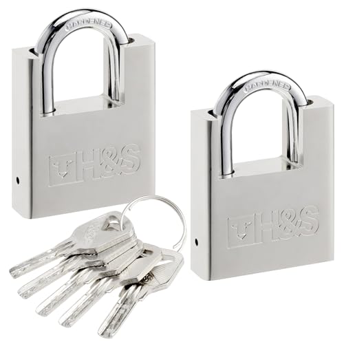 H&S 5 llaves 60 mm Heavy Duty Almacén Contenedor Garaje Contraventana Candado Puerta Cadena Cerradura-Juego de 2