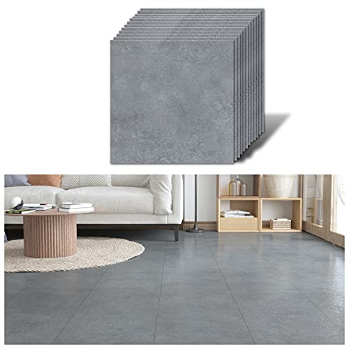 VEELIKE Autocollant de Sol Auto-adhésif Béton Gris Sol Vinyle Carreau de Ciment Carreaux Ciment Adhésif Dalle PVC Adhesive Sol Salle de Bain Imperméable...
