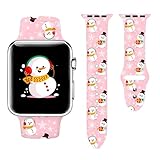Christmas Snowflakes Snowman Fashion Sport Watch Band Compatible With Apple Watch 38mm 40mm 41mm 42mm 44mm 45mm 49mm For Women Men,Adjustable Replaceable Soft Silicone Smartwatch Straps For IWatch Series SE 7 6 5 4 3 2 138mm/40mm