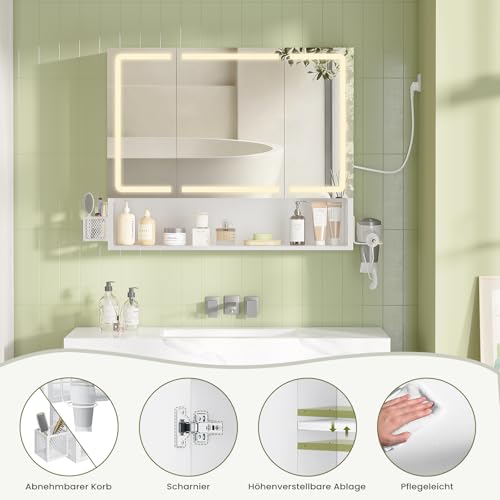 Armoire miroir LED 80 cm avec prises USB-C FORABAMB
