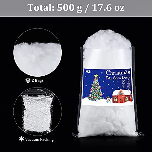 Ruisita 2 Bags Christmas Fake Snow Artificial Snow 17.6 Ounces Fluffy Snow Fiber For Snow Blanket, Christmas Tree Decoration, Holiday And Winter Displays #TOP1