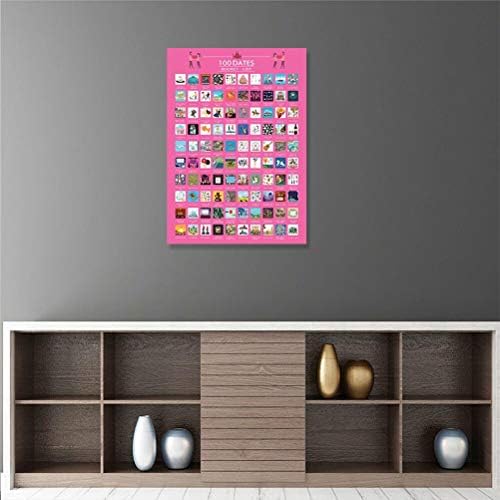 Tianbi 100 Scratch Off Posters for Couples, 100 Dates Scratch Off Bucket List Poster Pair 100 Thoughts for Great Relations, Photo Wallpaper Wall Decoration Smooth Colour Print Poster Gift for Couples