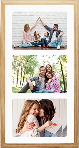 Porta retratos 3 fotos 15x21cm com vidro, para parede