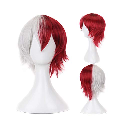 Perücke Short Red Cosplay Silber Weiß Ombre Perücken Synthetic Hair Fancy Dress Cover