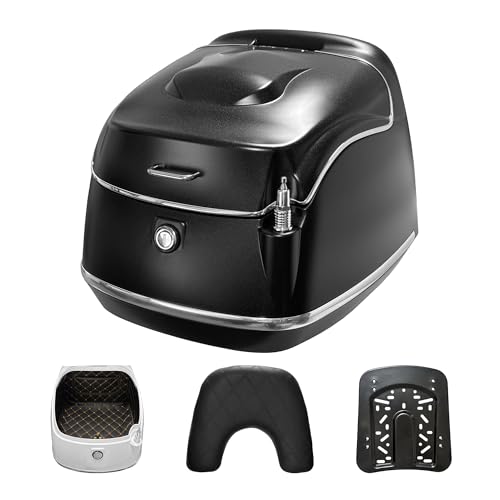 JISYIWOWトップケース バイク リアボックス 38L大容量バイク用ボックス 着脱可能式原付 ABSスクーター収納可能 汎用 アンテナ飾り (ブラック(艶消し))