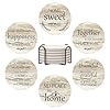Best Housewarming Gifts for New Home Drink Ceramic Coasters Set of 6 Farmhouse Coffee Table Decor Outdoor Coaster Set with Holder Cup Coasters Decorative Christmas Home Gift for Family House