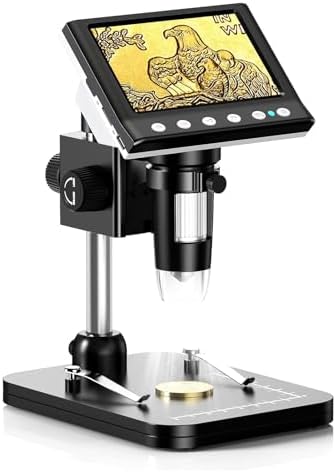 Hayve 4.3'' IPS Coin Microscope, 1000X Magnification Digital Microscope for Adults，Coin Collection Supplies with 8 Adjustable LEDs，Windows Compatible