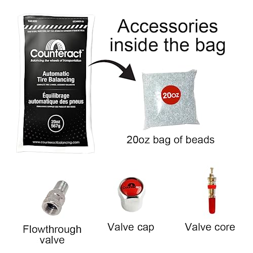 Image of Counteract 20OZ-B12 Centrifugal Force Tire /Wheel Balancing Beads - Off-Road Vehicles, Light Duty Truck Tires, (12) 20oz Balance Bead Bags, (12) Valve Caps and Cores