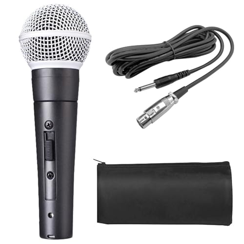 Micrófono - Micrófono dinámico con Cable, para Canto en | Aleta Profesional de Vuelta a Voces Masculinas y Femeninas, Cable con algodón Absorbente de Sonido, Microfo