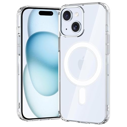 Image of Kratos Transparent Clear Case Cover Compatible with iPhone 15 Plus - Anti-Yellowing, Wireless Magnetic Charging Case with Raised Edge Camera & Screen Protection, Shock-Resistant Design