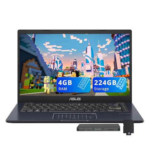 Image of ASUS 14 inch FHD Business Laptop, Intel Celeron N4500, 4GB RAM, 224GB Storage (64GB eMMC+160GB Docking Station Set), Intel Iris Xe Graphics, HD Webcam, Wi-Fi, Windows 11, Quiet Blue