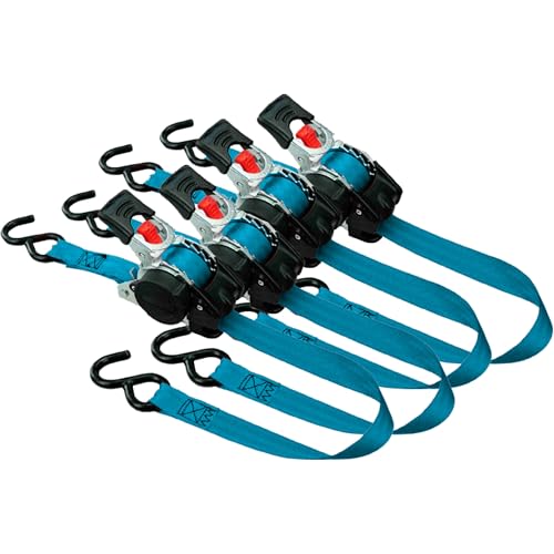 Correas de trinquete retráctiles azul hielo 1 pulgada 6 pies pack de 4