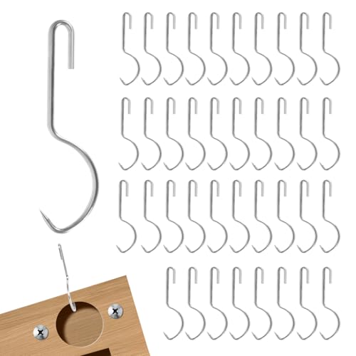 40 Pcs Cabinet Door Painting Hangers 3mm Thicken Metal Hooks for Painting No-Drill Spray Drying Rack Clips for Cabinet Door Brackets Paint Drying Hanging Hooks for DIY Wood Working Tools (40, 3 mm)