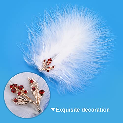MWOOT 4Pcs Pasadores de Pelo con Plumas Blancas, Accesorios Hechos a Mano con Piedras de Strass, Broches para Mujeres y Niñas, Pinzas para el Pelo para Fiesta miniatura 5